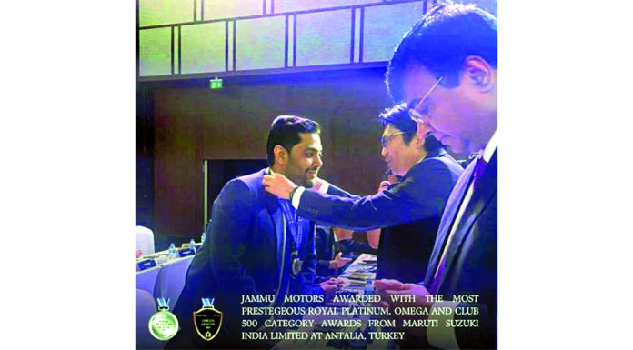 Jammu Motors CEO receiving award at Antalya in Turkey.