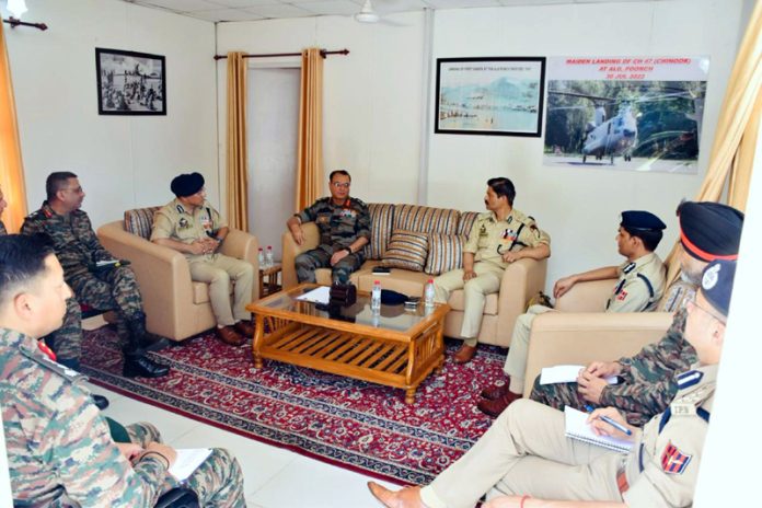 Senior officers during joint security review meeting in Poonch on Wednesday. Senior officers during joint security review meeting in Poonch on Wednesday.