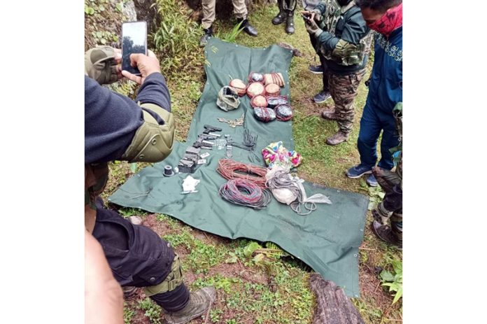 Arms & explosives recovered in Mahore area of Reasi on Sunday. - Excelsior/ Romesh Mengi Arms & explosives recovered in Mahore area of Reasi on Sunday. - Excelsior/ Romesh Mengi