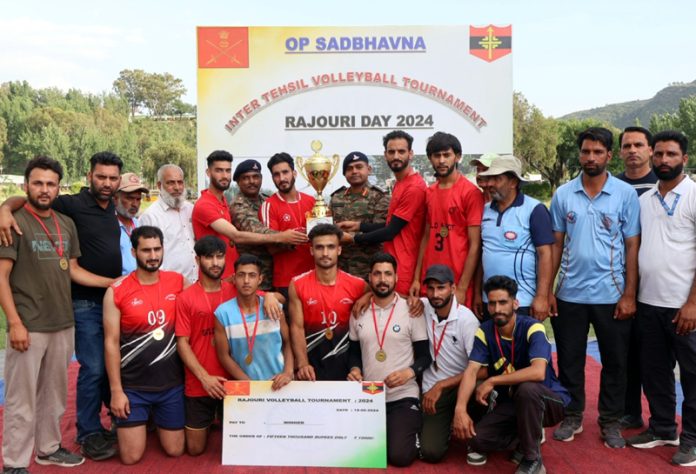 Winning team posing with trophy and cheque at ALG Rajouri. Winning team posing with trophy and cheque at ALG Rajouri.