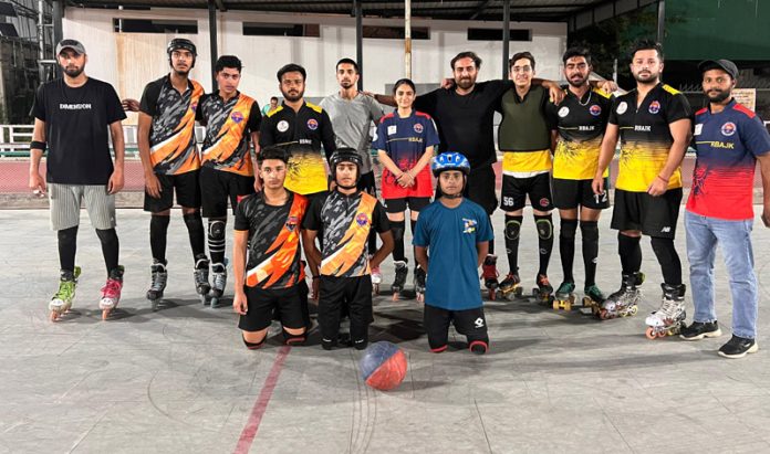 Rollball Athletes posing for group photograph.