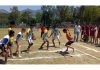 Players in action during a Kabaddi match at General Zorawar Singh Stadium, Reasi.