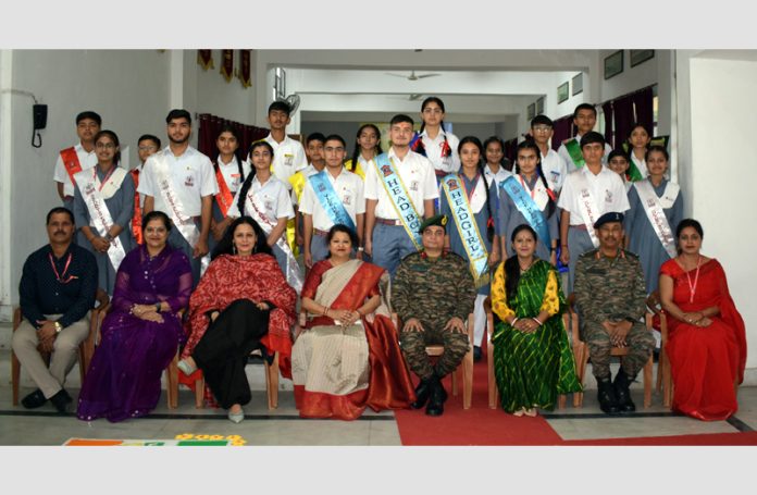 Newly elected Students Council posing along with School Management of APS Rakhmuthi.