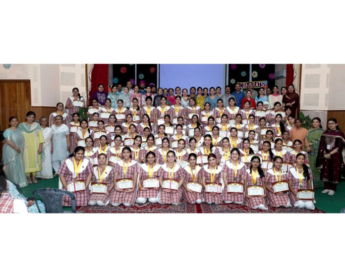 Presentation Convent Senior Secondary School honoured meritorious students of classes X and XII who came out with flying colours in CBSE Examination in the academic session 2023-2024.  Subah Mehta, Joint Director, School Education Department was chief guest on the occasion. The students received certificates and medals for their hard work. Mahi Gupta of Class-X who scored 588 marks and Aakrida Mahajan of Class-XII who scored 494 marks shared their joyous feelings with all. Principal Amelina Rodrigues lauded the students and exhorted them to continue their hard work to reach the pinnacle of success.