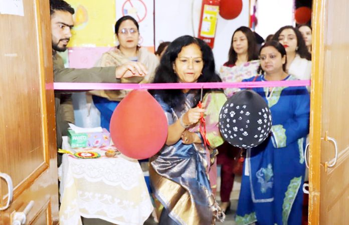 Prof Rasmita Das Swain inaugurating Smart Classes cum reception centre at Police Public School Bemina on Wednesday.