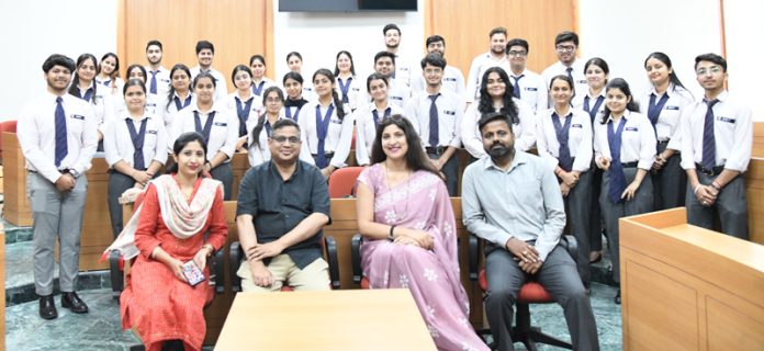 Students of MIET during a visit to IIM Jammu on Tuesday.
