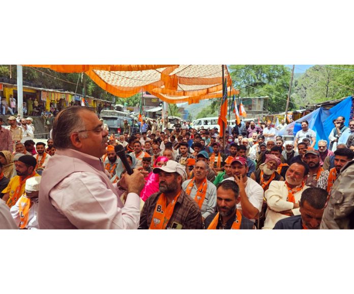 BJP national general secretary, Tarun Chugh addressing election meeting in Poonch on Friday.