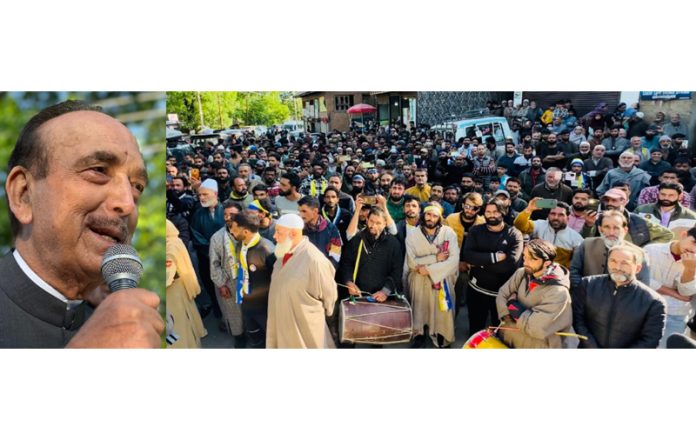 DPAP chairman, Ghulam Nabi Azad addressing election rally at Pahalgam.
