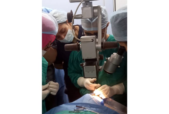 Doctors performing eye transplantation procedure on a patient at GMCH Jammu. Doctors performing eye transplantation procedure on a patient at GMCH Jammu.