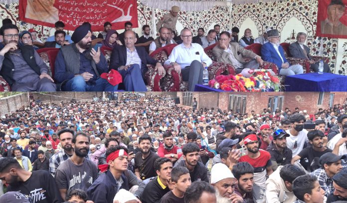 Former CM Omar Abdullah during a rally in Baramulla on Monday. Former CM Omar Abdullah during a rally in Baramulla on Monday.