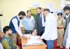 CEO Pandurang K Pole inspecting arrangements of polling station at Pinglena on Tuesday.