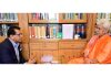 LG Manoj Sinha meeting with former CEO Niti Aayog Amitabh Kant at Raj Bhawan.
