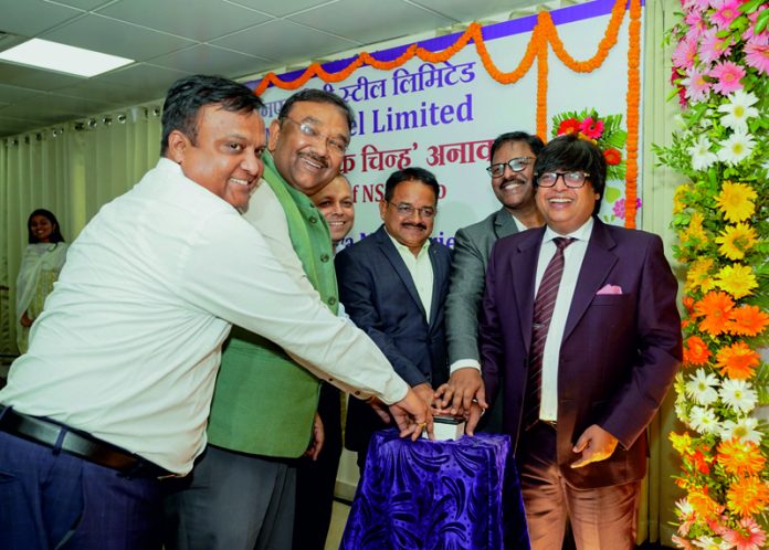 Amitava Mukherjee, CMD (Addl. Charge), NSL releasing new logo during a function on Friday.