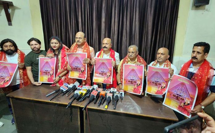 Dignitaries releasing posters of album of a devotional song at Jammu on Wednesday. Dignitaries releasing posters of album of a devotional song at Jammu on Wednesday.