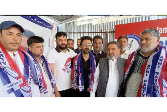 Apni Party president Altaf Bukhari and others during party workers' convention in Uri.