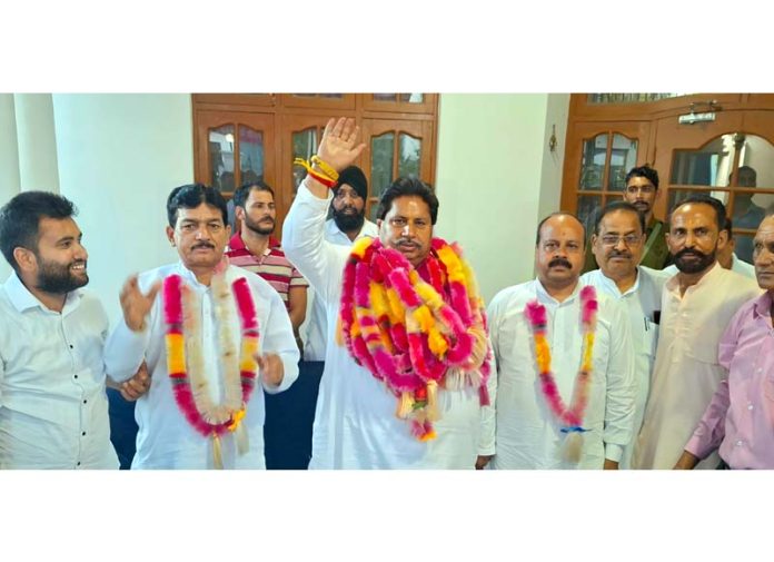 Congress candidate Raman Bhalla during his tour to various areas in district Samba on Monday. Congress candidate Raman Bhalla during his tour to various areas in district Samba on Monday.