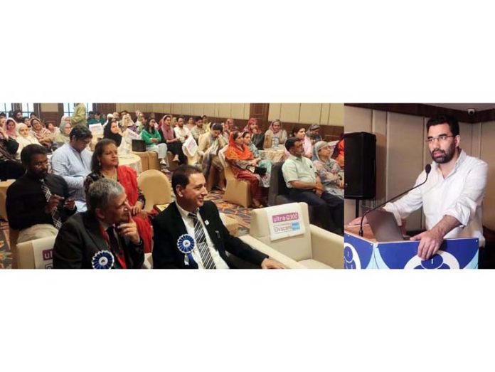 Secretary (H&ME) Dr Syed Abid Rashid Shah addressing a gathering on Wednesday.