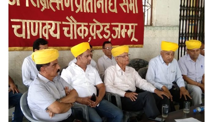 Members of DBPS talking to media persons at Jammu on Saturday. Members of DBPS talking to media persons at Jammu on Saturday.