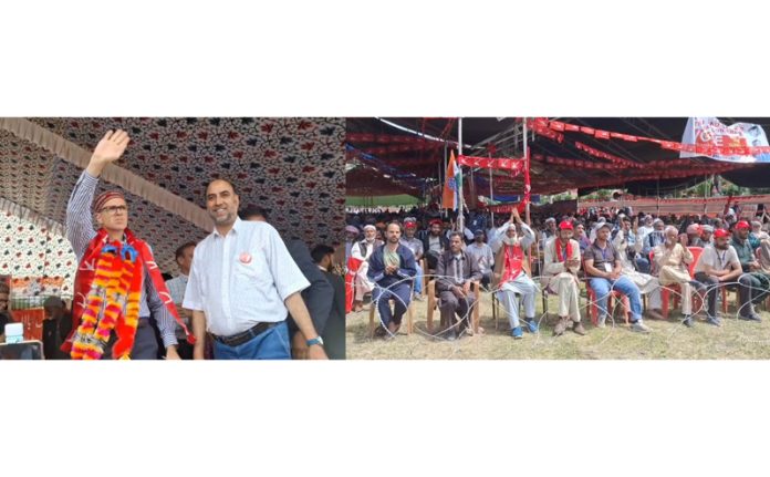 NC vice president Omar Abdullah during an election rally at Bandipora on Thursday. -Excelsior/Firdous