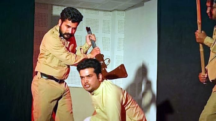 A scene from the play based on the life of freedom fighter Dhanwantri.