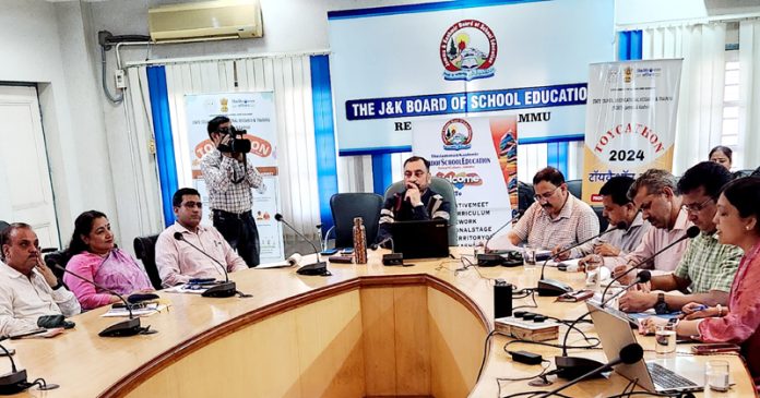 Prof Parikshat Manhas chairing JKBOSE organized consultative meet on JKSCF-FS