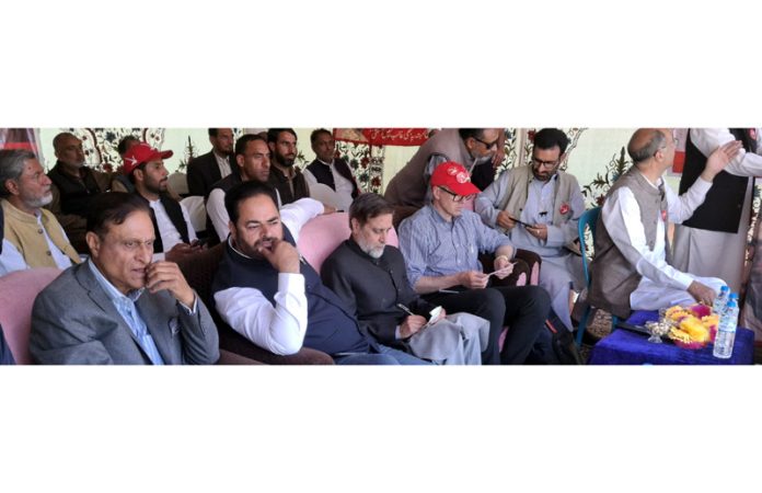 NC vice-president Omar Abdullah and other senior party leaders during a public meeting in Kupwara.