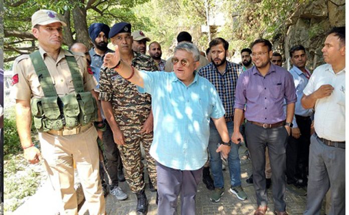 DDC Reasi Vishesh Mahajan during visit to Shri Shiv Khori Shrine on Thursday.