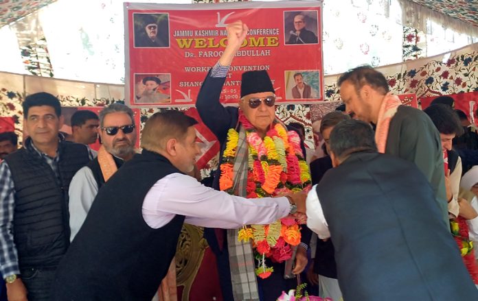 NC president Dr Farooq Abdullah during a rally.