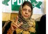 PDP president, Mehbooba Mufti during a press conference in Srinagar on Sunday. -Excelsior/Shakeel