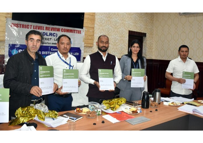 District Development Manager, NABARD Leh along with DC Leh and others displaying the booklet of Potential Linked Credit Plan 2024-25. District Development Manager, NABARD Leh along with DC Leh and others displaying the booklet of Potential Linked Credit Plan 2024-25.