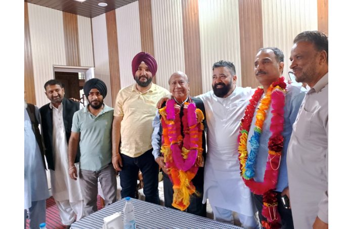 NC leaders Rattan Lal Gupta, Ajaz Jan and others during poll campaign in Poonch. NC leaders Rattan Lal Gupta, Ajaz Jan and others during poll campaign in Poonch.