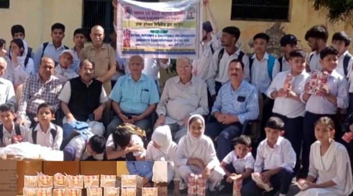 NGO representatives during distribution of nutritious juice among students of Deaf and Dumb School, Jammu. NGO representatives during distribution of nutritious juice among students of Deaf and Dumb School, Jammu.