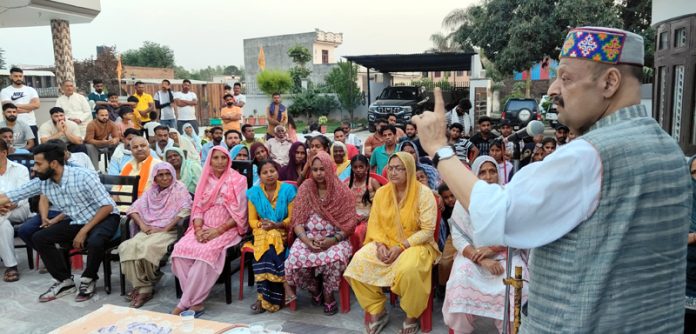 Senior BJP leader Devender Singh Rana addressing public rally at Gurdaspur on Sunday. Senior BJP leader Devender Singh Rana addressing public rally at Gurdaspur on Sunday.
