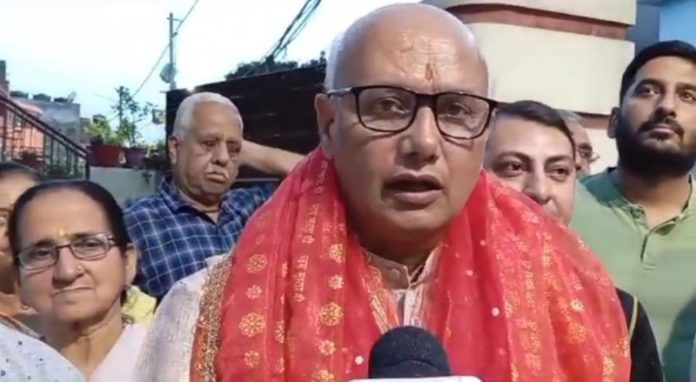 Former Mayor, Rajinder Sharma speaking during a meeting held in Jammu on Monday. Former Mayor, Rajinder Sharma speaking during a meeting held in Jammu on Monday.