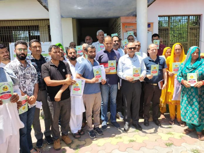 Director Horticulture Jammu Chaman Lal Sharma posing along with Board of Directors and members of FPO at Sungal, Akhnoor. Director Horticulture Jammu Chaman Lal Sharma posing along with Board of Directors and members of FPO at Sungal, Akhnoor.