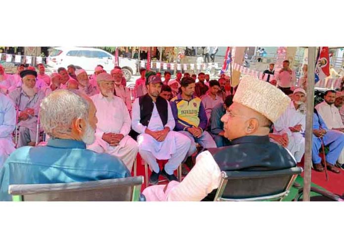 BJP MP (RS) Gulam Ali Khatana addressing a public rally at Kalsian Khanater, Poonch on Monday. BJP MP (RS) Gulam Ali Khatana addressing a public rally at Kalsian Khanater, Poonch on Monday.