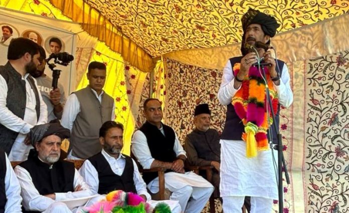 AICC gen secy GA Mir addressing public meeting in Anantnag. AICC gen secy GA Mir addressing public meeting in Anantnag.