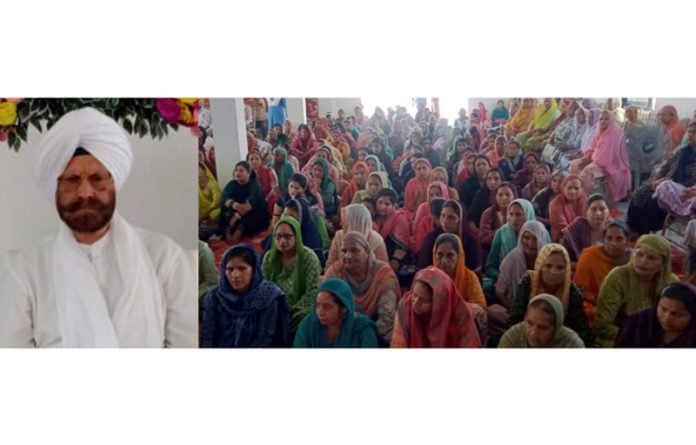 Followers of Sant Nirankari Mission listening sermons at Akhnoor on Thursday.