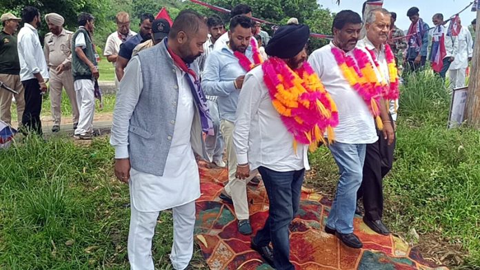 Apni Party leader Manjit Singh and others during poll campaign in Nowshera. Apni Party leader Manjit Singh and others during poll campaign in Nowshera.