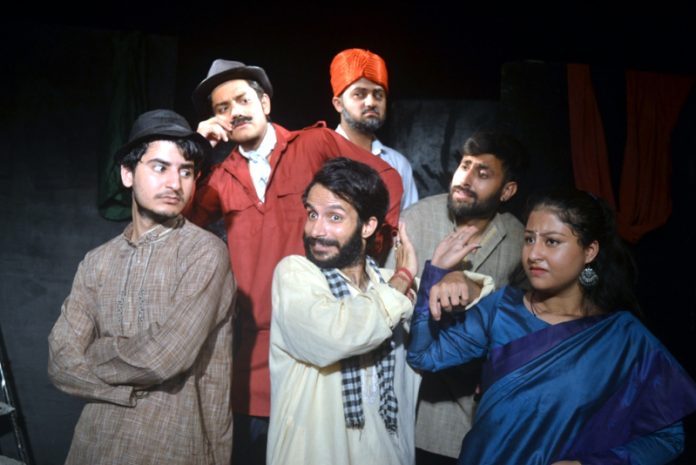 Artists staging a play at Natrang Studio in Jammu on Sunday. Artists staging a play at Natrang Studio in Jammu on Sunday.