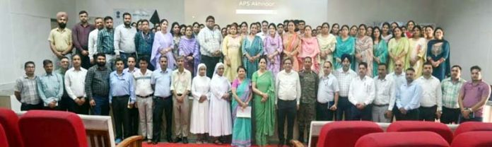 Regional PF Commissioner Rizwan Uddin posing along with others during a function organised in Akhnoor on Monday.