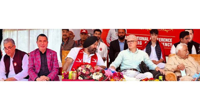 NC vice president Omar Abdullah in a rally at Tangmarg. NC vice president Omar Abdullah in a rally at Tangmarg.