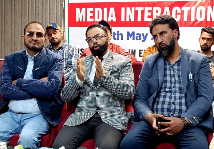 Heads of prominent NGOs during a press conference in Srinagar on Saturday. -Excelsior/Shakeel Heads of prominent NGOs during a press conference in Srinagar on Saturday. -Excelsior/Shakeel