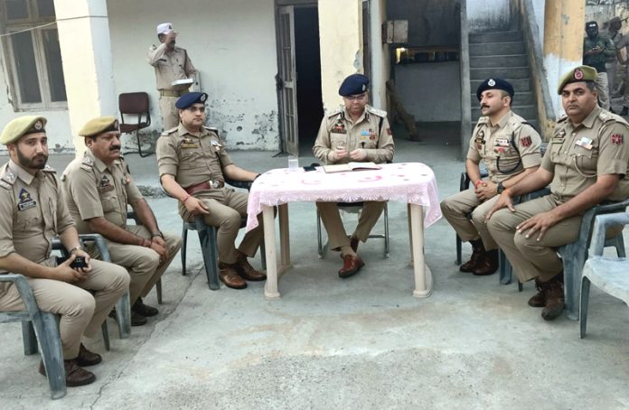 SSP Jammu Dr Vinod Kumar along with other senior police officers at BPP Jogwan in Akhnoor. SSP Jammu Dr Vinod Kumar along with other senior police officers at BPP Jogwan in Akhnoor.