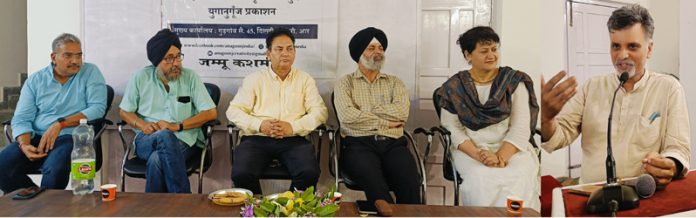 Writers and academicians during a workshop at Kala Kendra Jammu on Sunday. Writers and academicians during a workshop at Kala Kendra Jammu on Sunday.