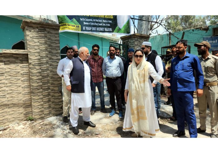 Waqf Chairperson Dr Darakhshan Andrabi during visit to a shrine in Rajouri on Tuesday.