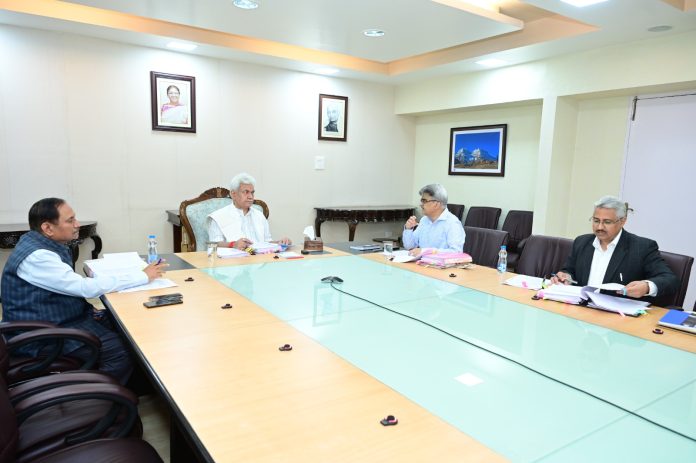 Lieutenant Governor Manoj Sinha charring Administrative Council meeting at Srinagar-8