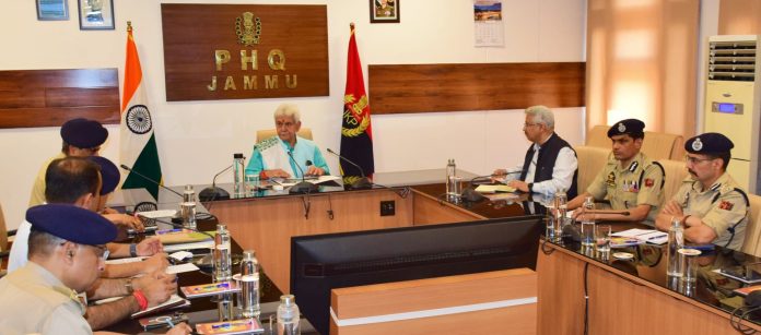 Lt Governor Sh Manoj Sinha chaired a security review meeting with the officials of J&K Police and Civil Administration (1)