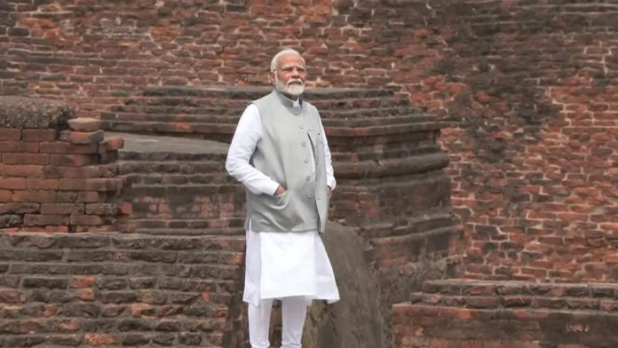 PM Modi Visits Ruins Of Ancient Nalanda In Bihar's Rajgir PM Modi Visits Ruins Of Ancient Nalanda In Bihar's Rajgir