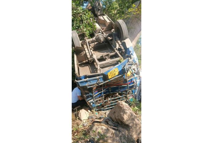 Wreckage of minibus lying in gorge after accident. -Excelsior/K Kumar Wreckage of minibus lying in gorge after accident. -Excelsior/K Kumar